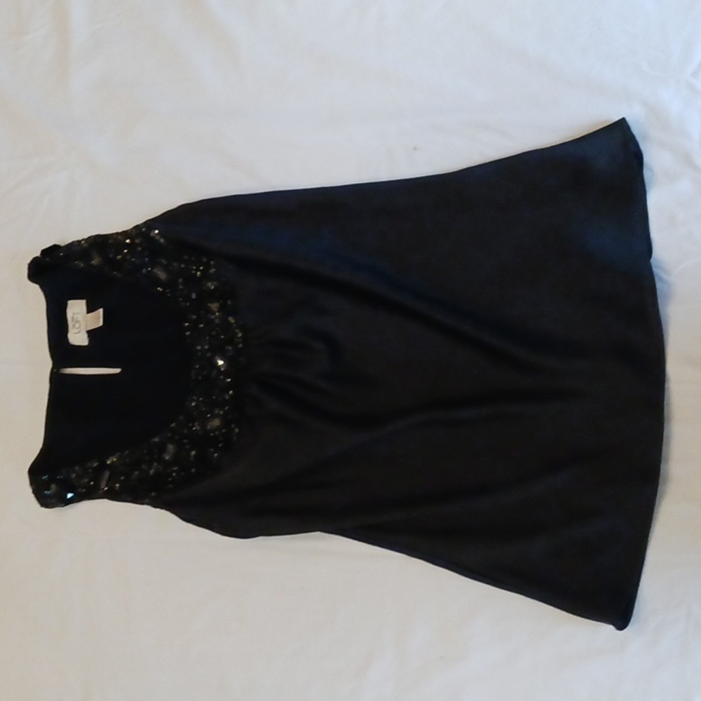LOFT Jeweled Collar Black Sleeveless Top size 2